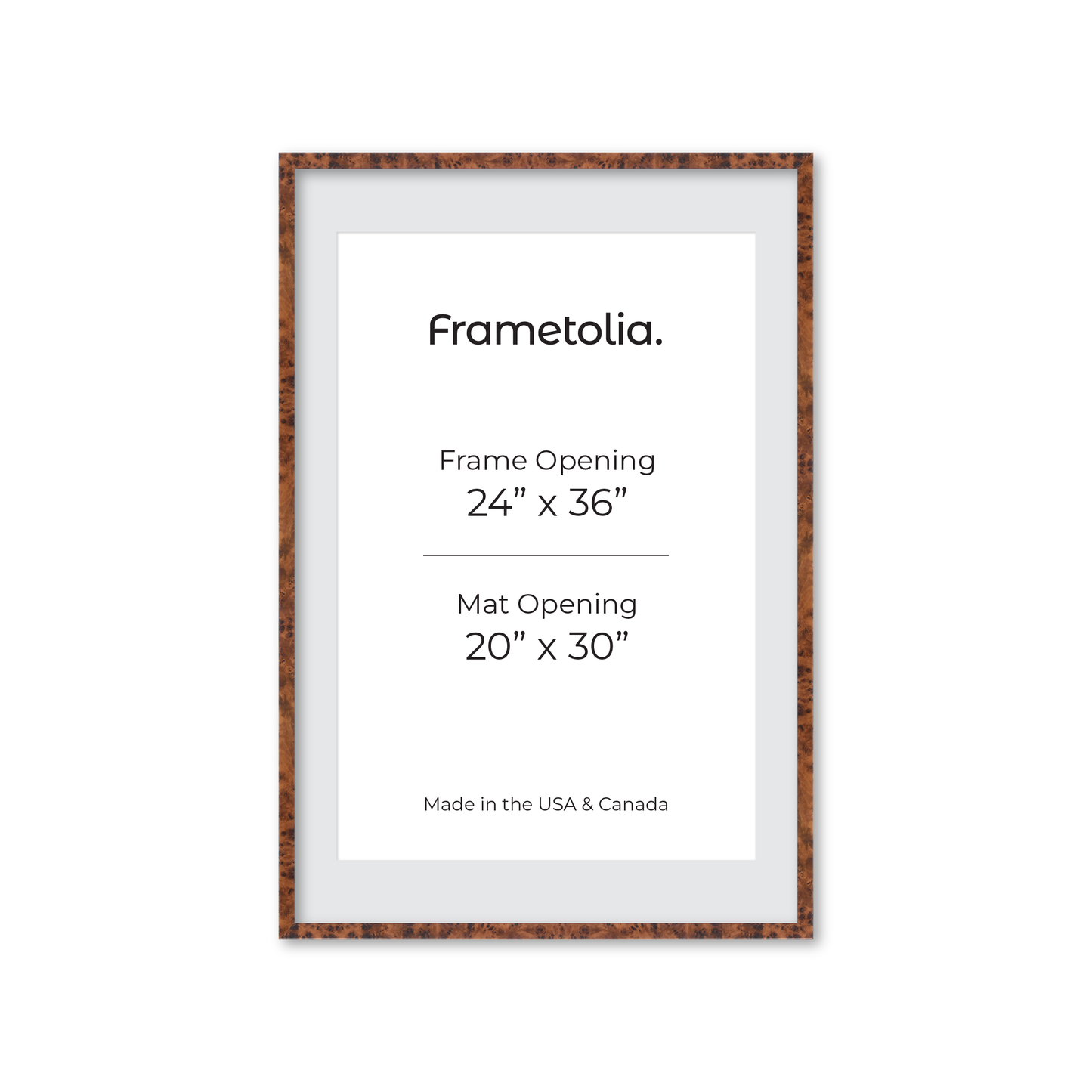 24" x 36" Amber Burlwood Verona Wall Frame