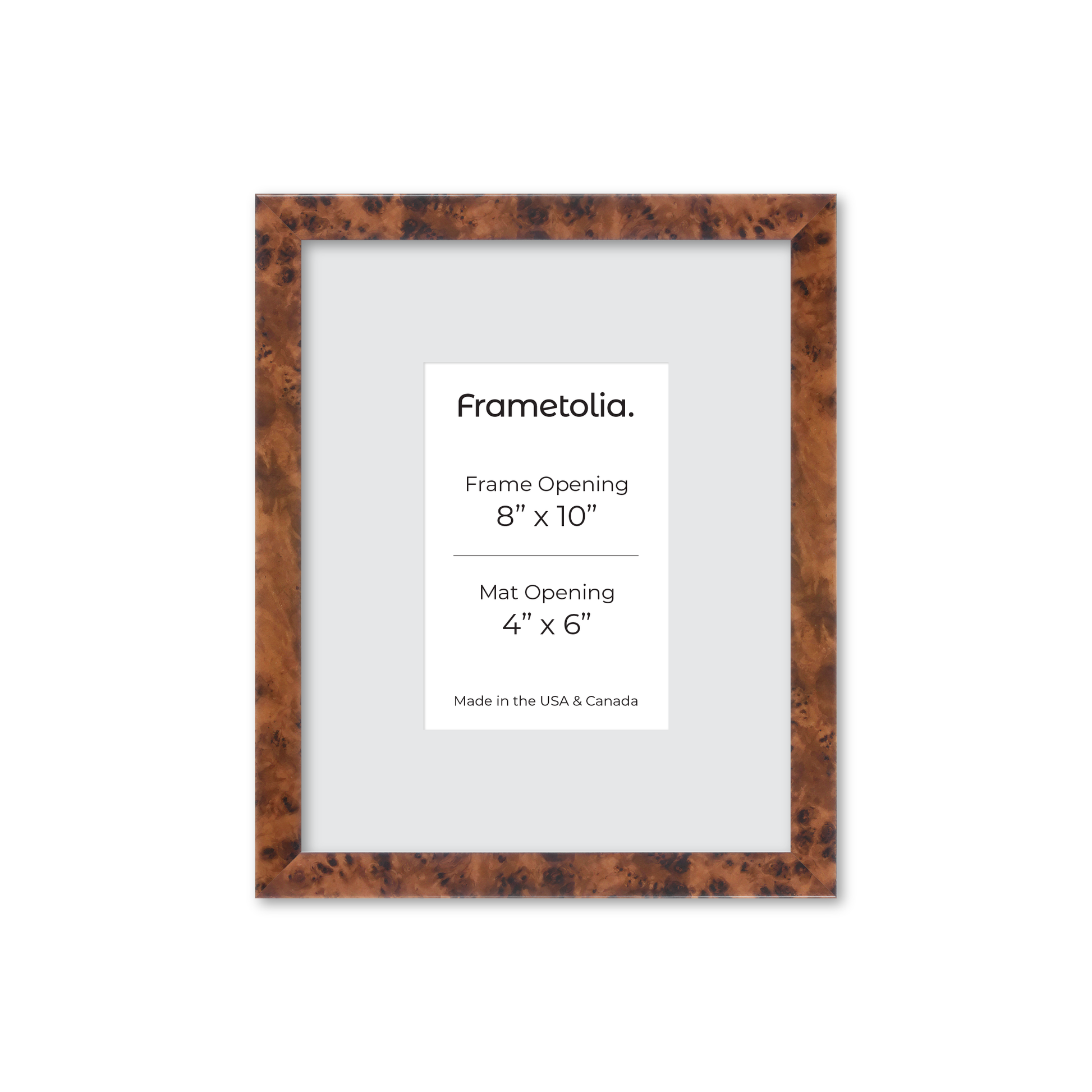 8" x 10" Amber Burlwood Verona Wall Frame