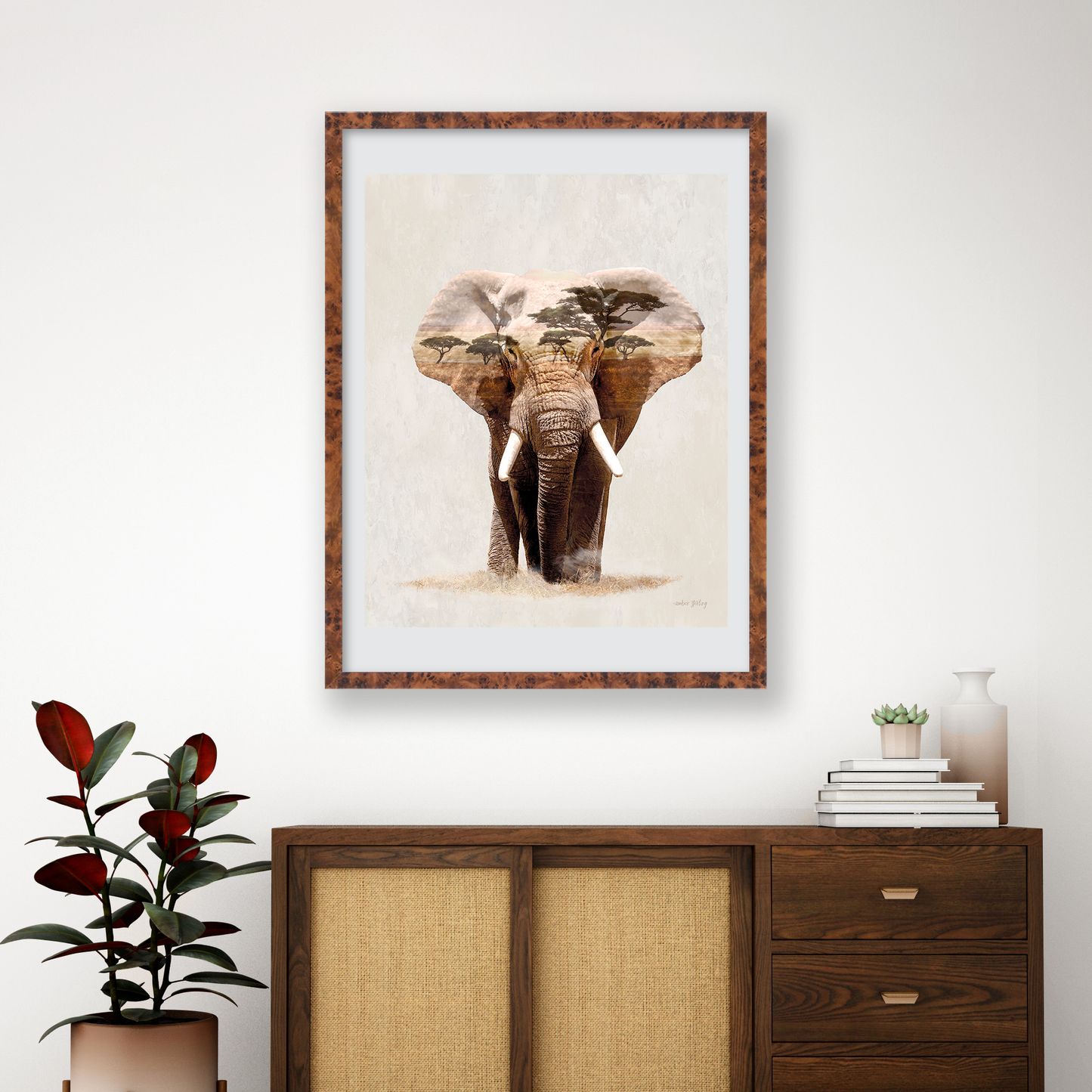 Amber Burlwood Verona Wall Frame Hanging on the wall