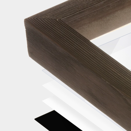 Soft Charcoal Sierra Wall Frame corner Close up with layers broken out