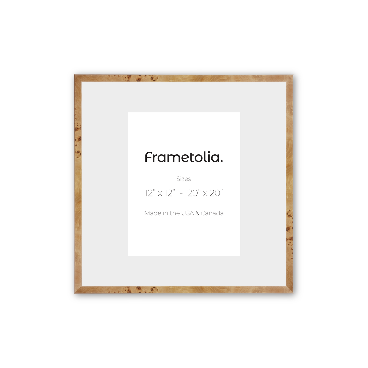 12" x 12" Natural Burlwood Narrow Width Wall Frame