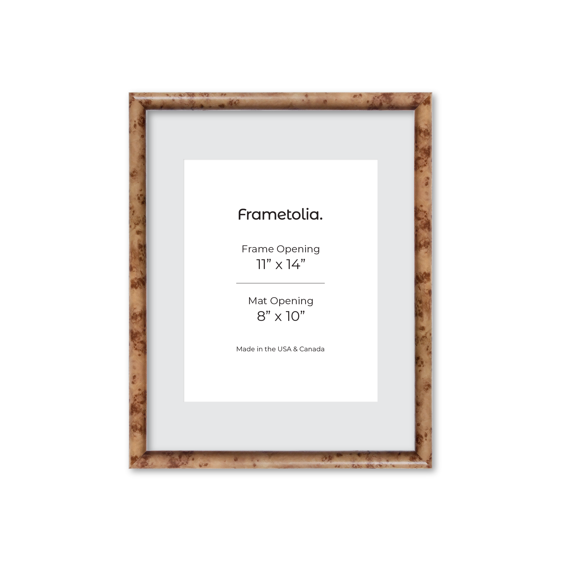 11" x 14" Caramel Burlwood Milano Wall Frame