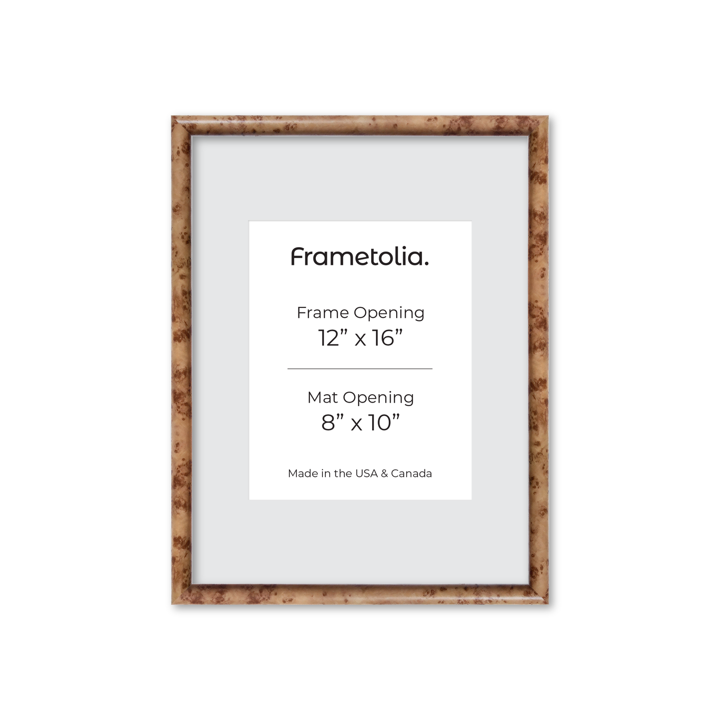 12" x 16" Caramel Burlwood Milano Wall Frame