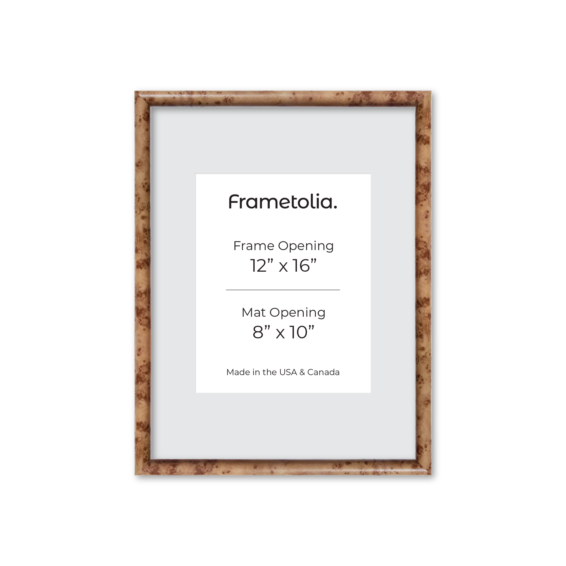 12" x 16" Caramel Burlwood Milano Wall Frame
