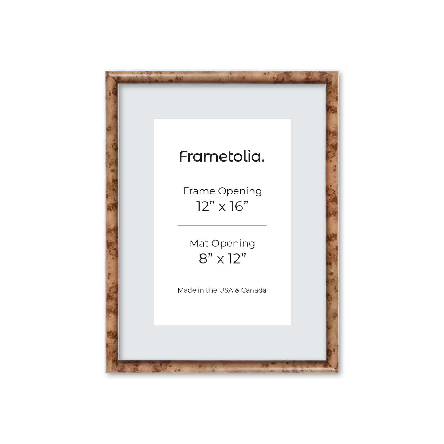 12" x 16" Caramel Burlwood Milano Wall Frame