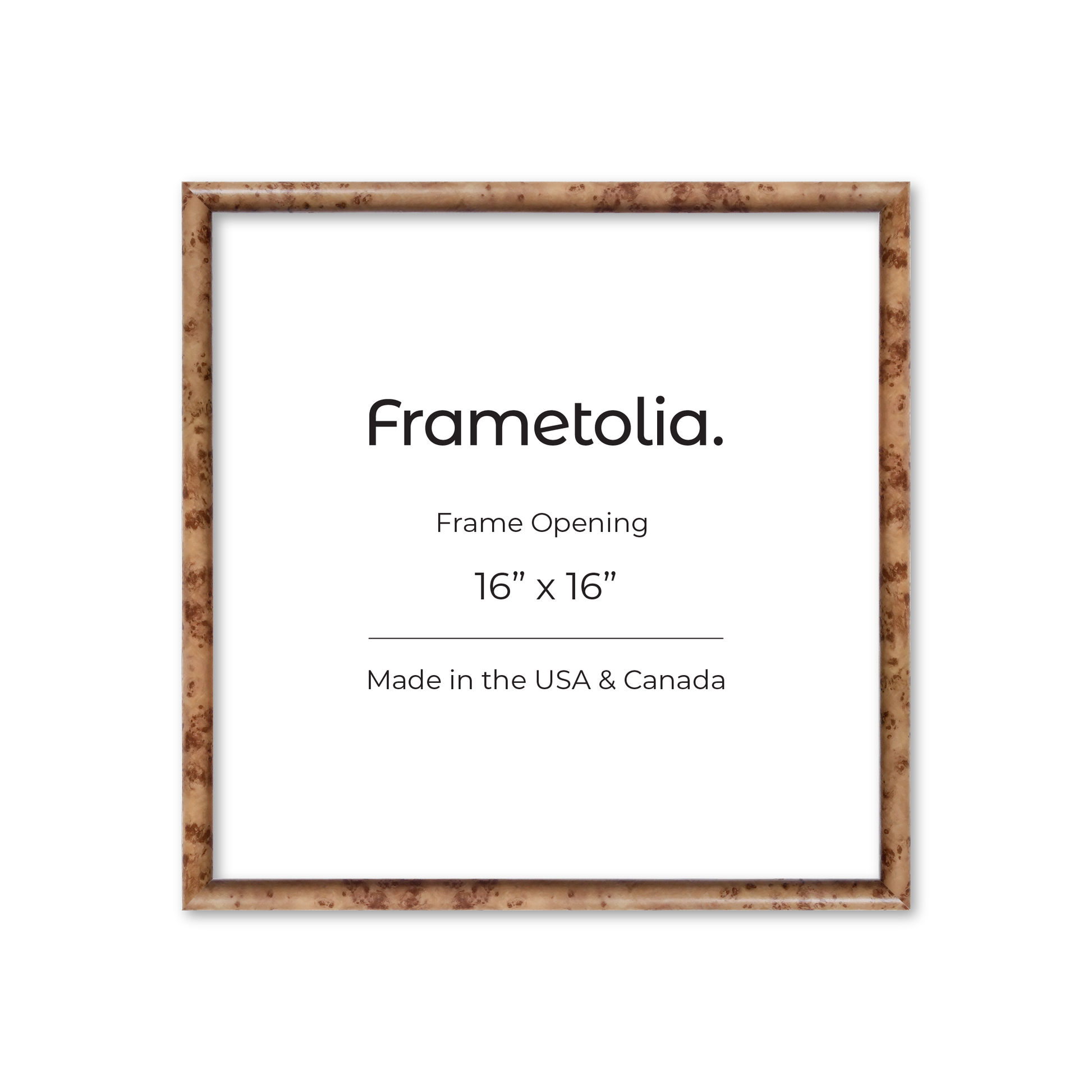 16" x 16" Caramel Burlwood Milano Wall Frame