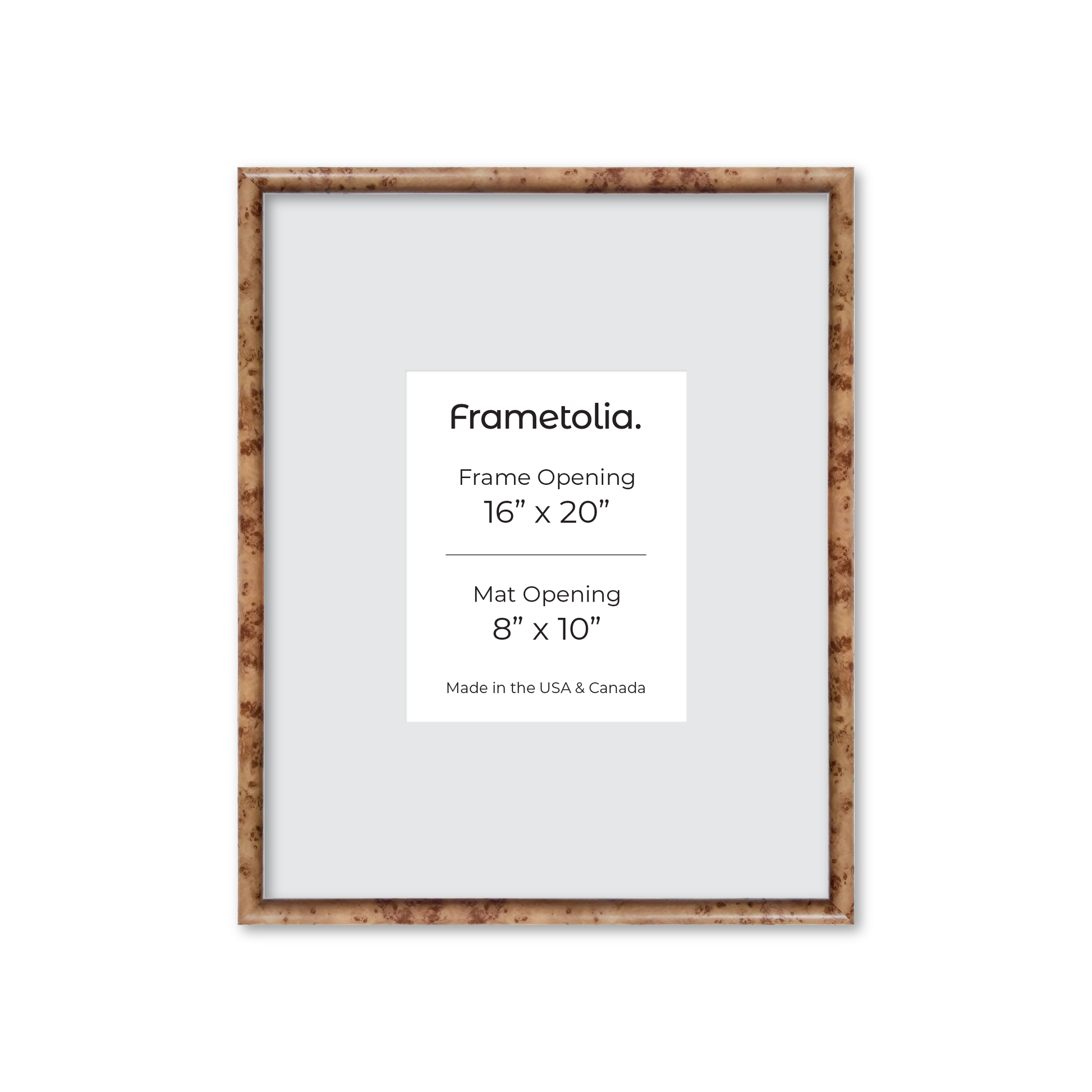 16" x 20" Caramel Burlwood Milano Wall Frame