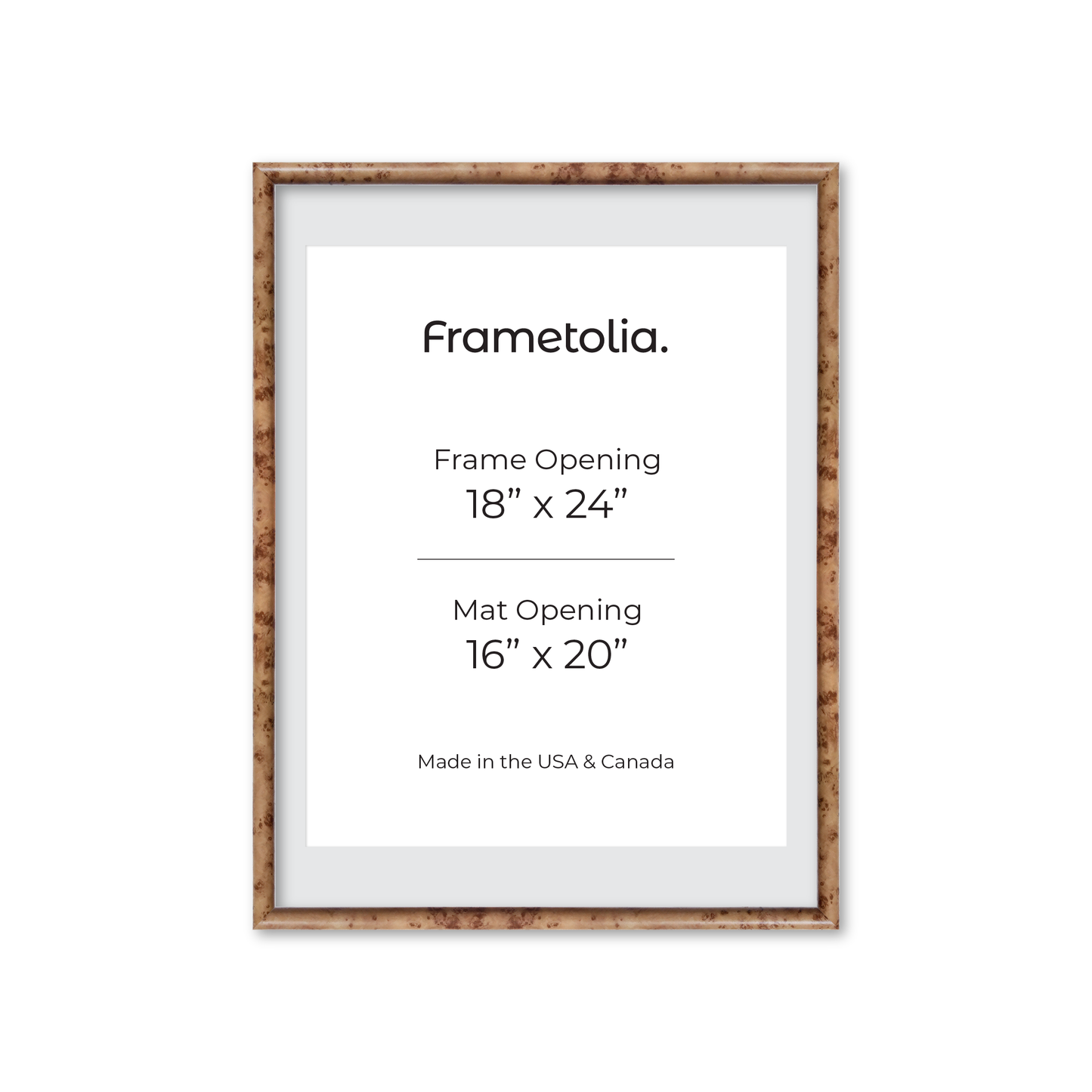 18" x 24" Caramel Burlwood Milano Wall Frame