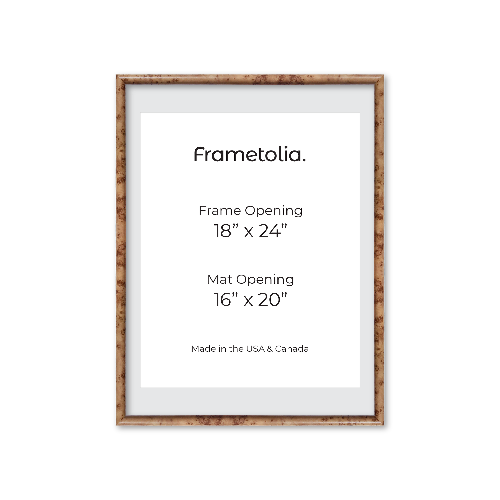 18" x 24" Caramel Burlwood Milano Wall Frame