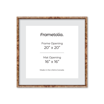 20" x 20" Caramel Burlwood Milano Wall Frame