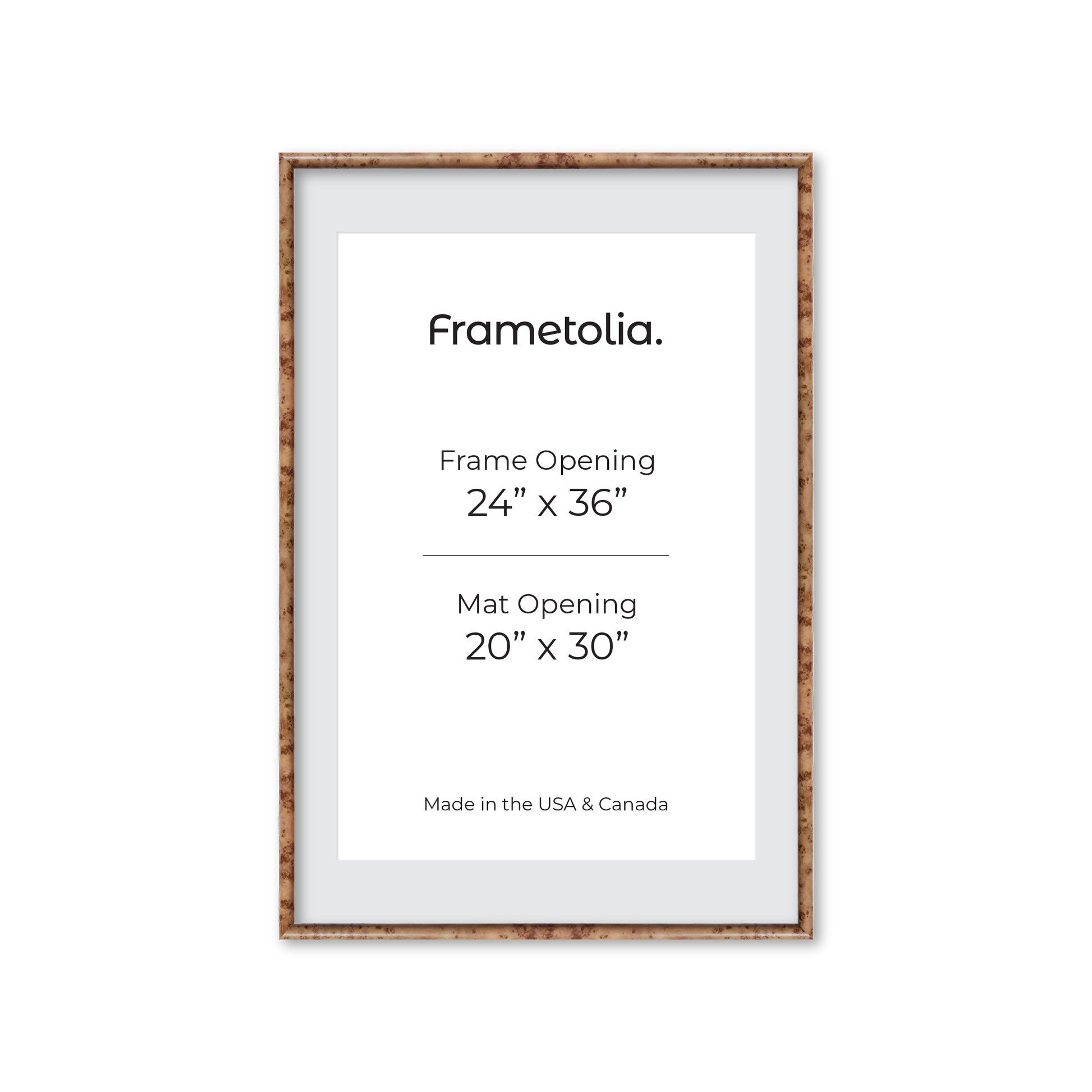 24" x 36" Caramel Burlwood Milano Wall Frame