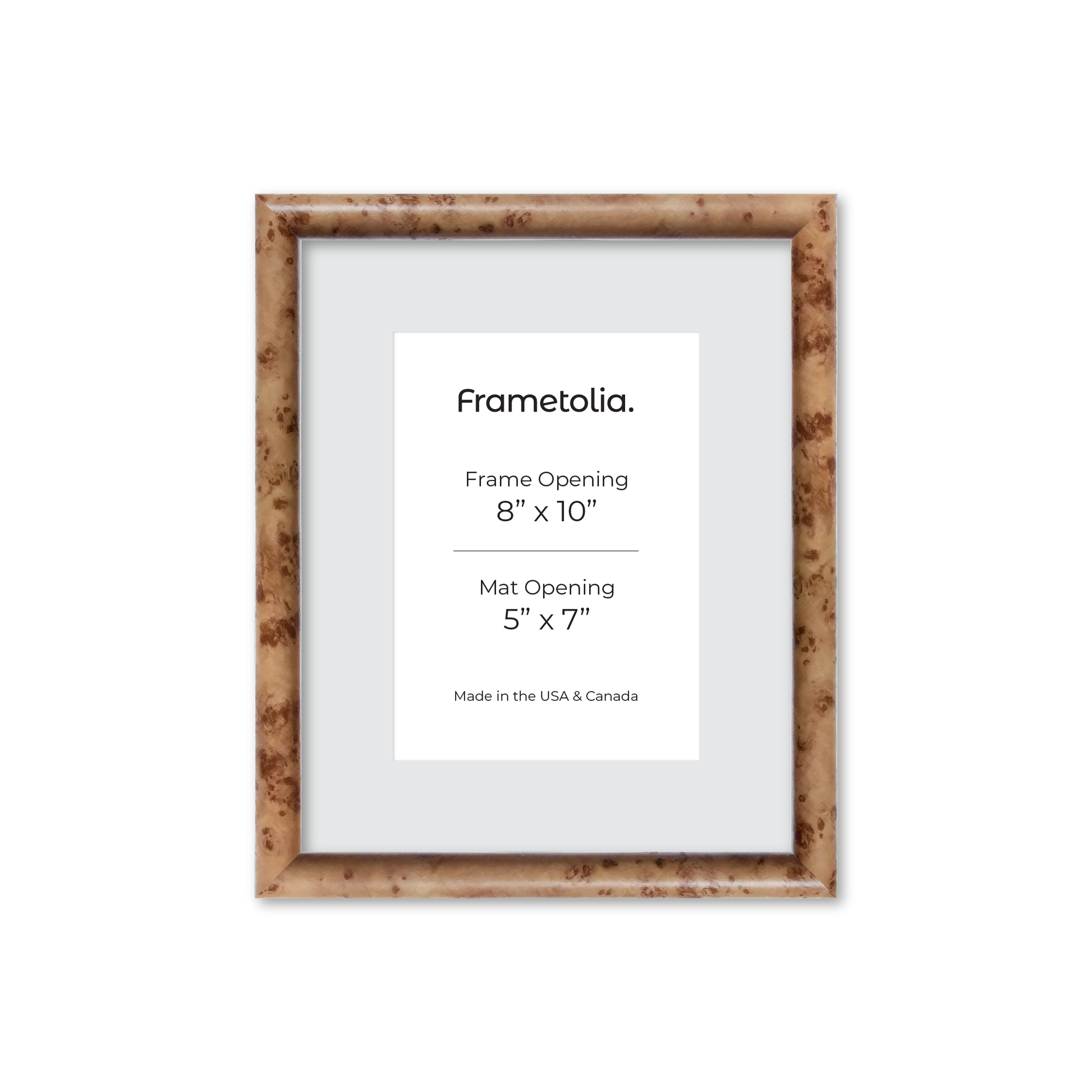 8" x 10" Caramel Burlwood Milano Wall Frame