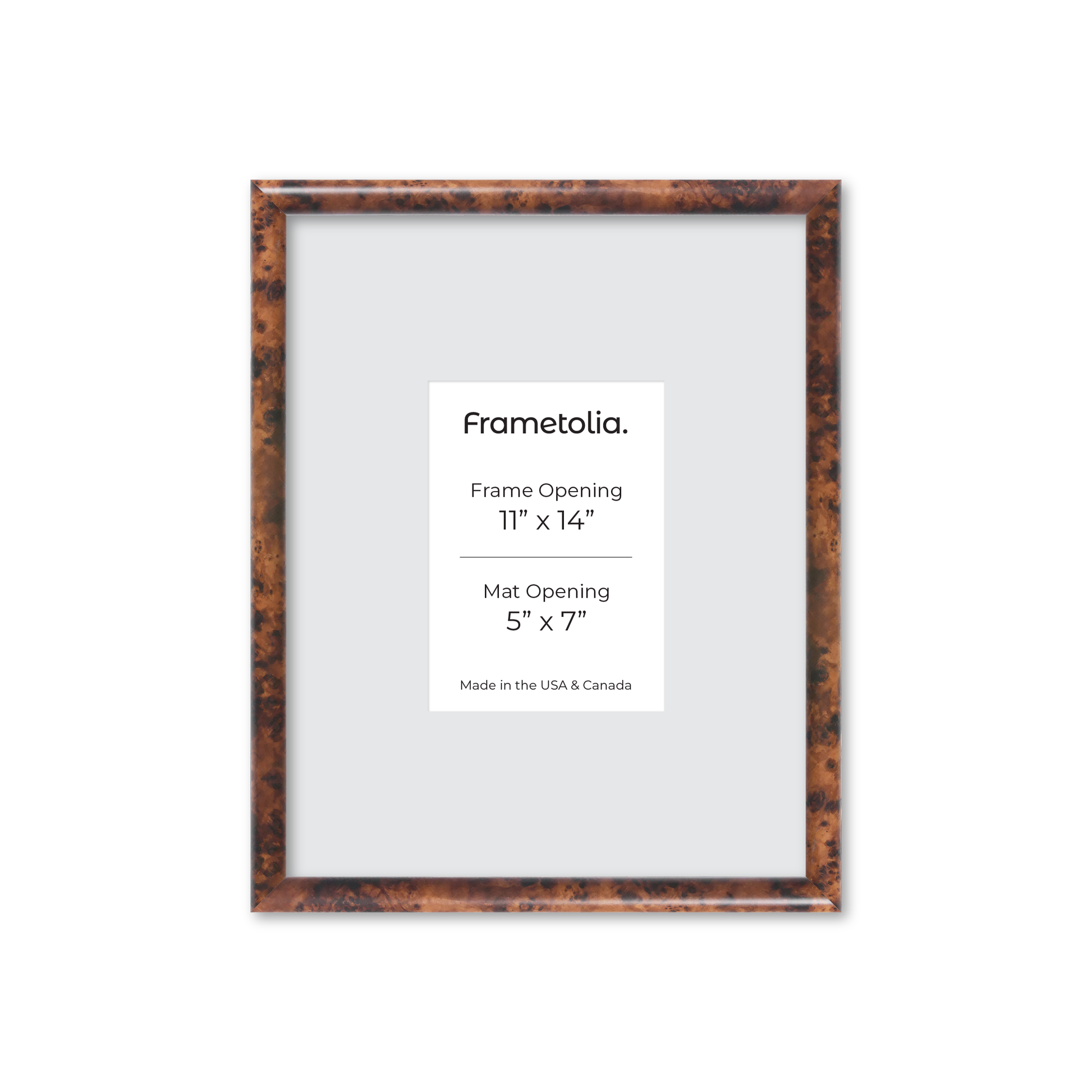 11" x 14" Amber Burlwood Milano Wall Frame