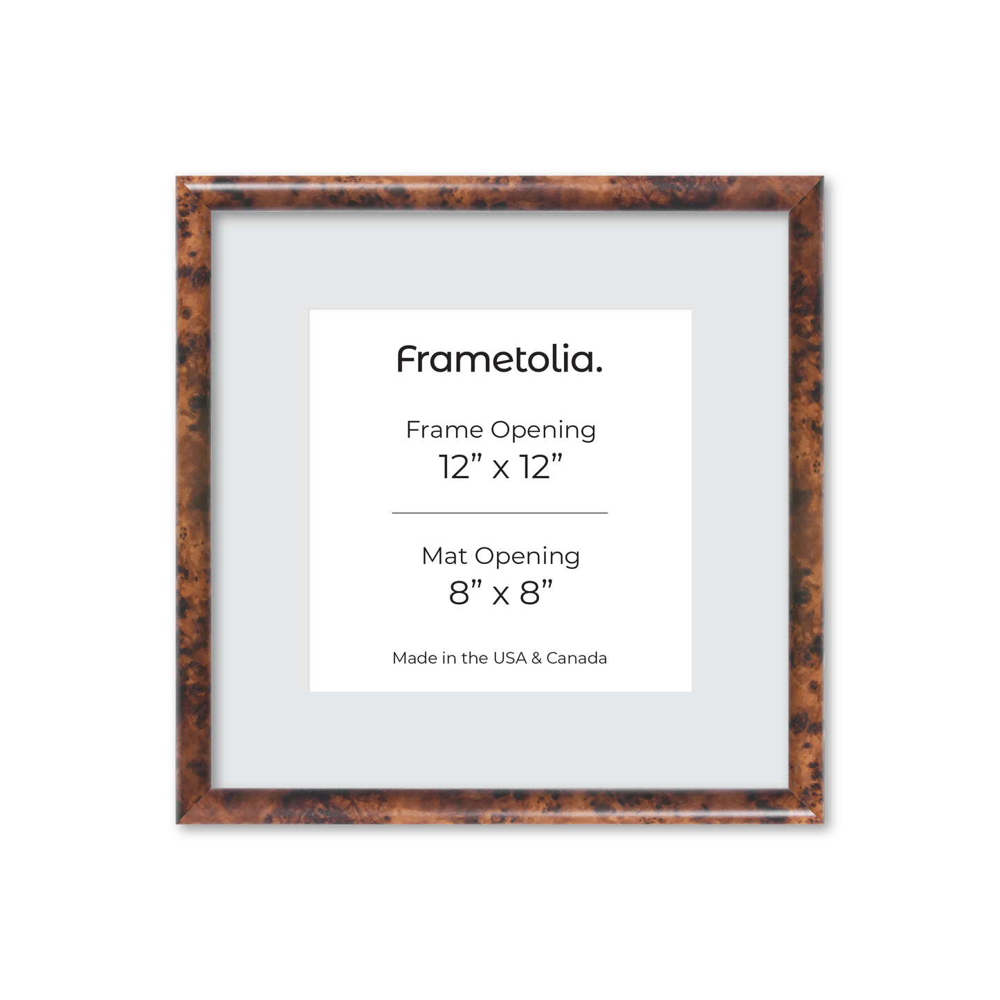 12" x 12" Amber Burlwood Milano Wall Frame