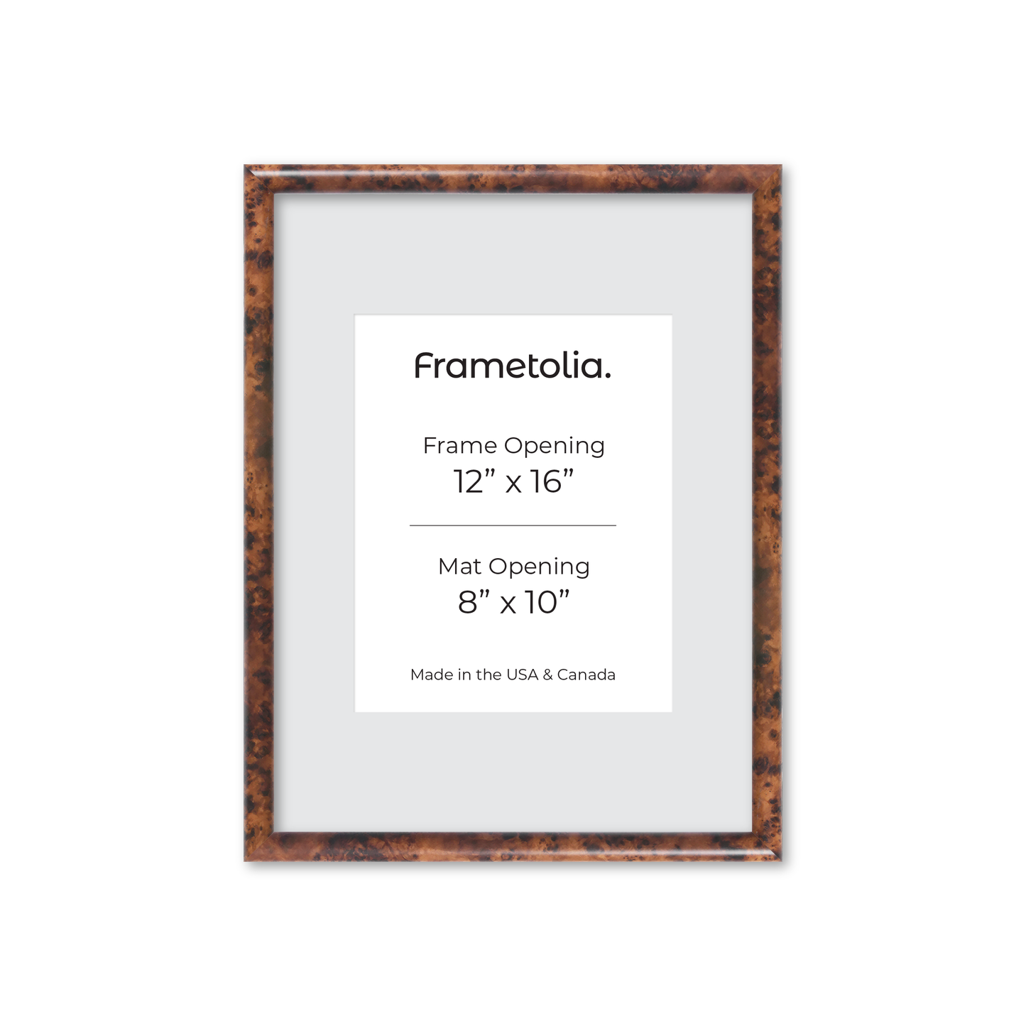 12" x 16" Amber Burlwood Milano Wall Frame