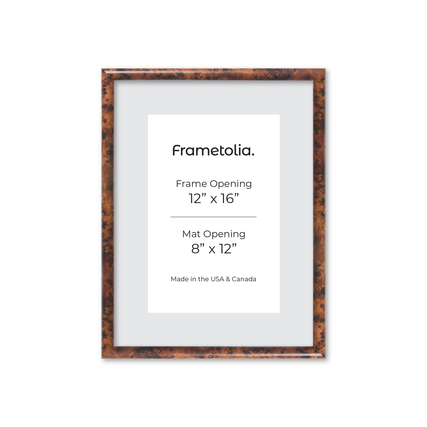 12" x 16" Amber Burlwood Milano Wall Frame