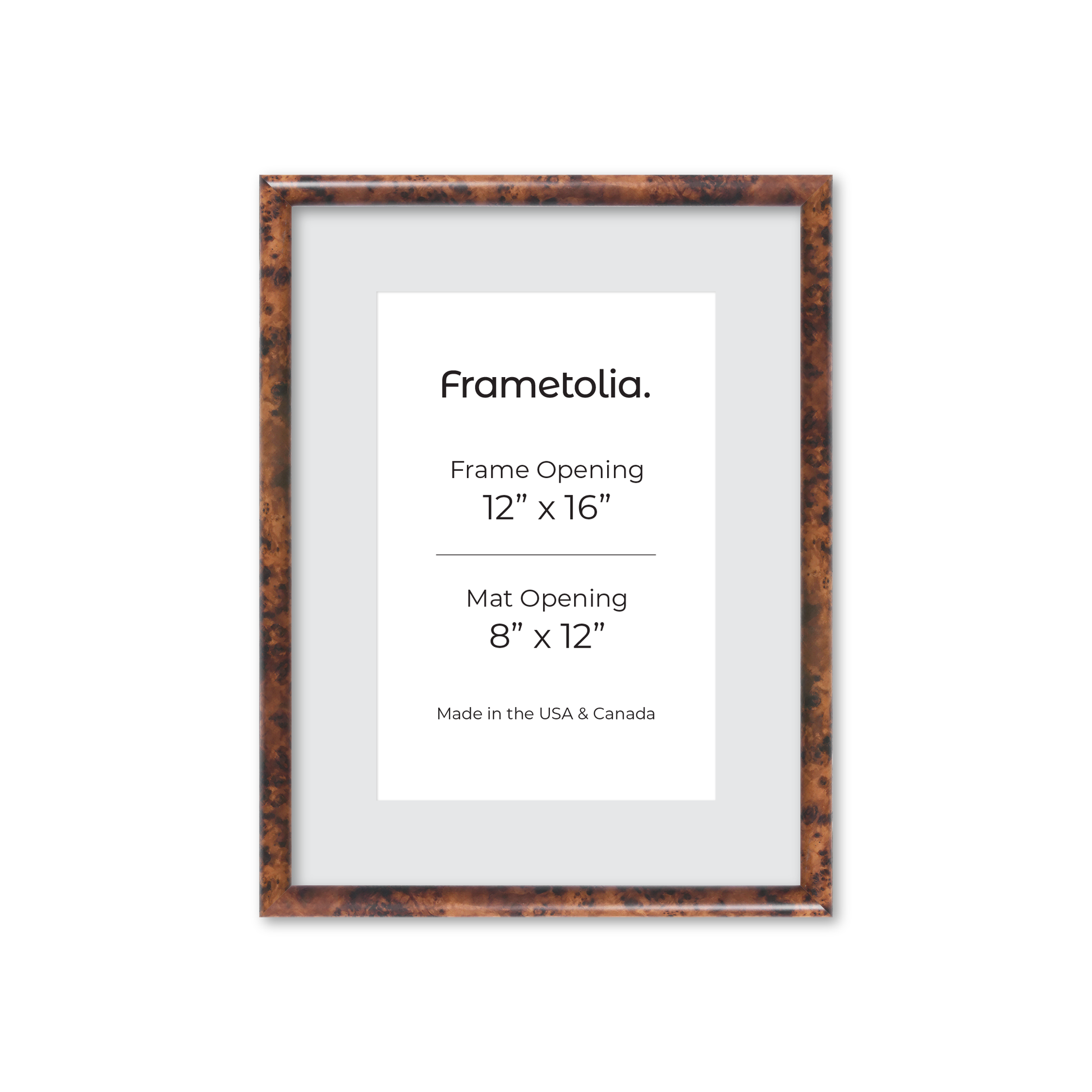 12" x 16" Amber Burlwood Milano Wall Frame