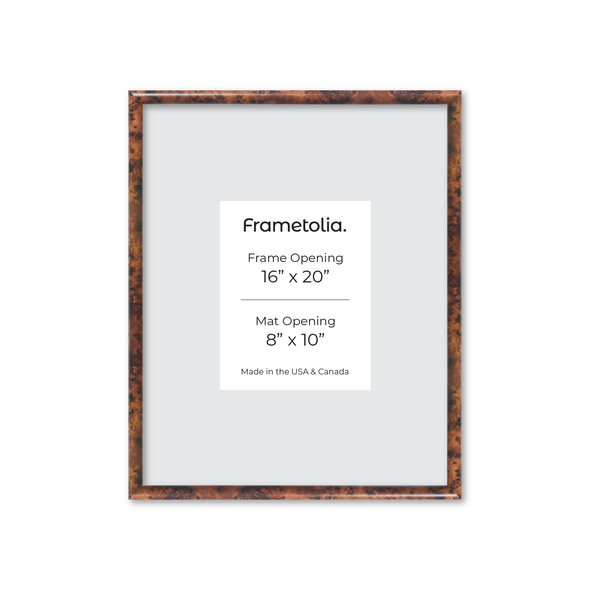 16" x 20" Amber Burlwood Milano Wall Frame