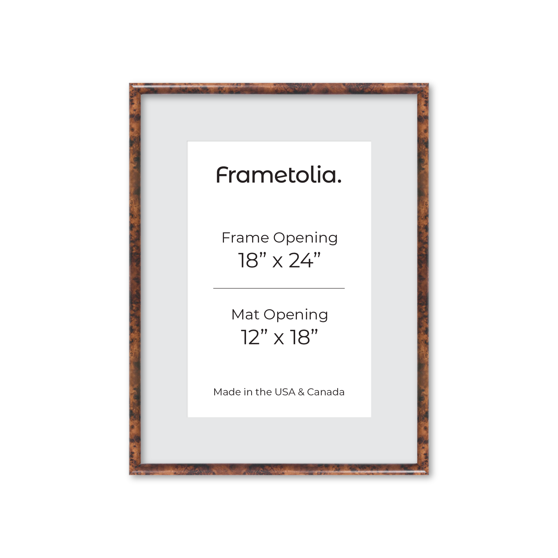 18" x 24" Amber Burlwood Milano Wall Frame