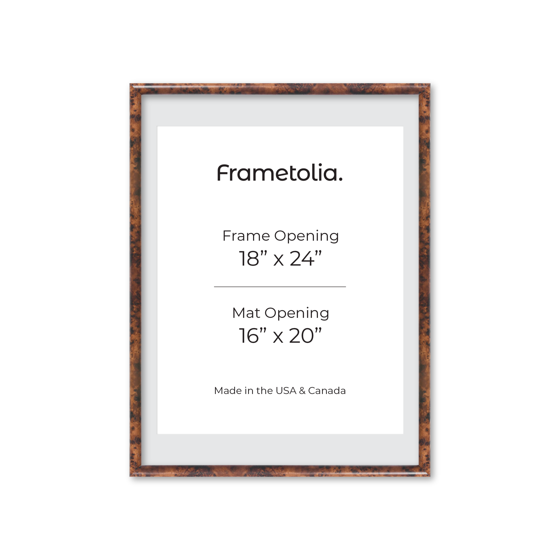 18" x 24" Amber Burlwood Milano Wall Frame
