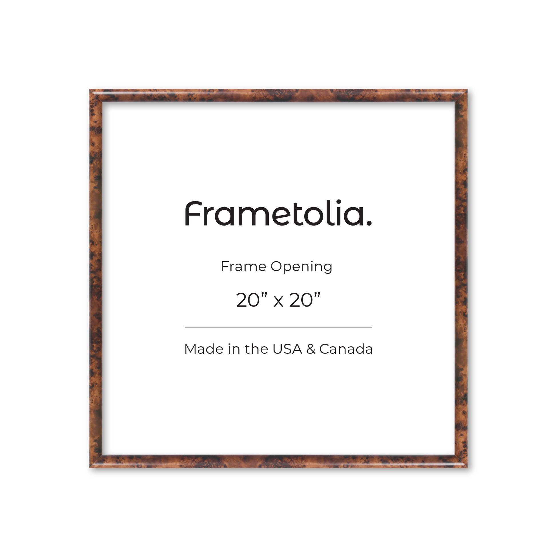 20" x 20" Amber Burlwood Milano Wall Frame