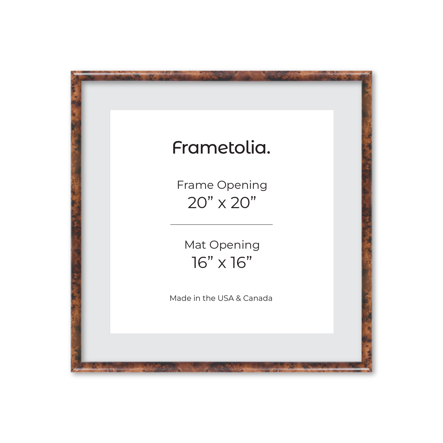 20" x 20" Amber Burlwood Milano Wall Frame