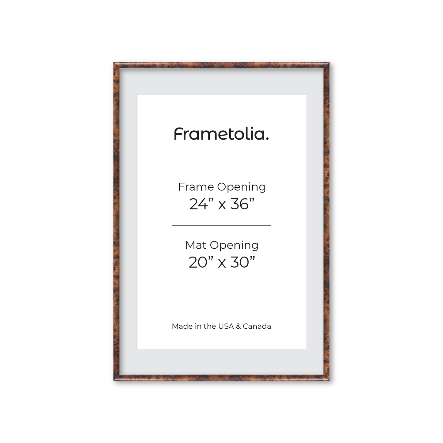 24" x 36" Amber Burlwood Milano Wall Frame
