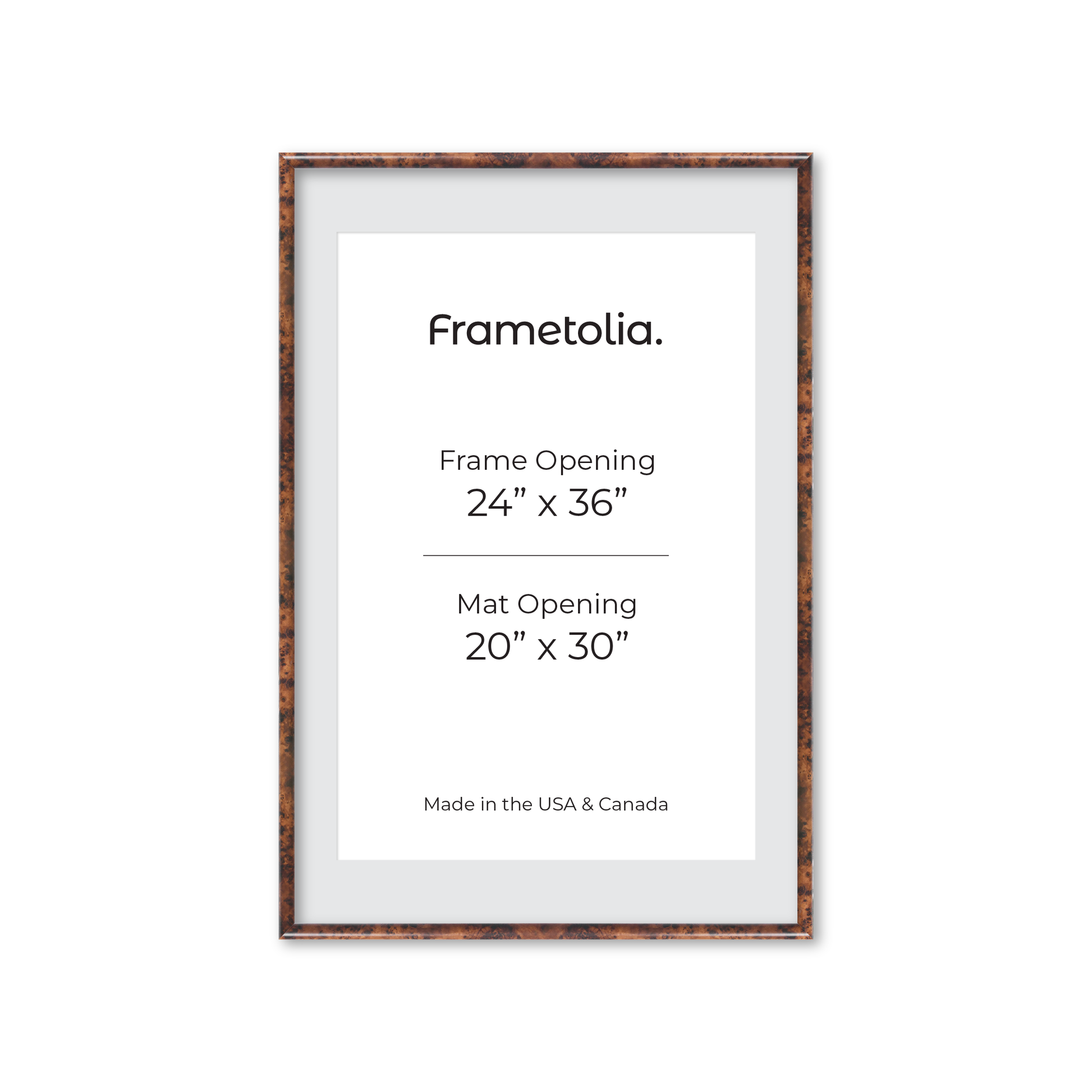 24" x 36" Amber Burlwood Milano Wall Frame