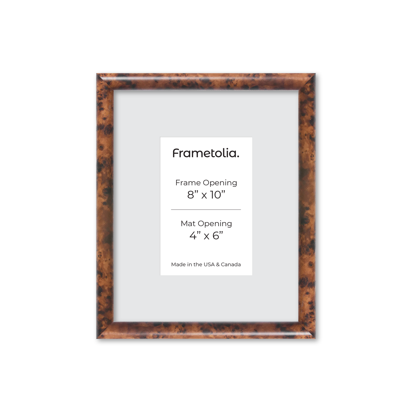 8" x 10" Amber Burlwood Milano Wall Frame