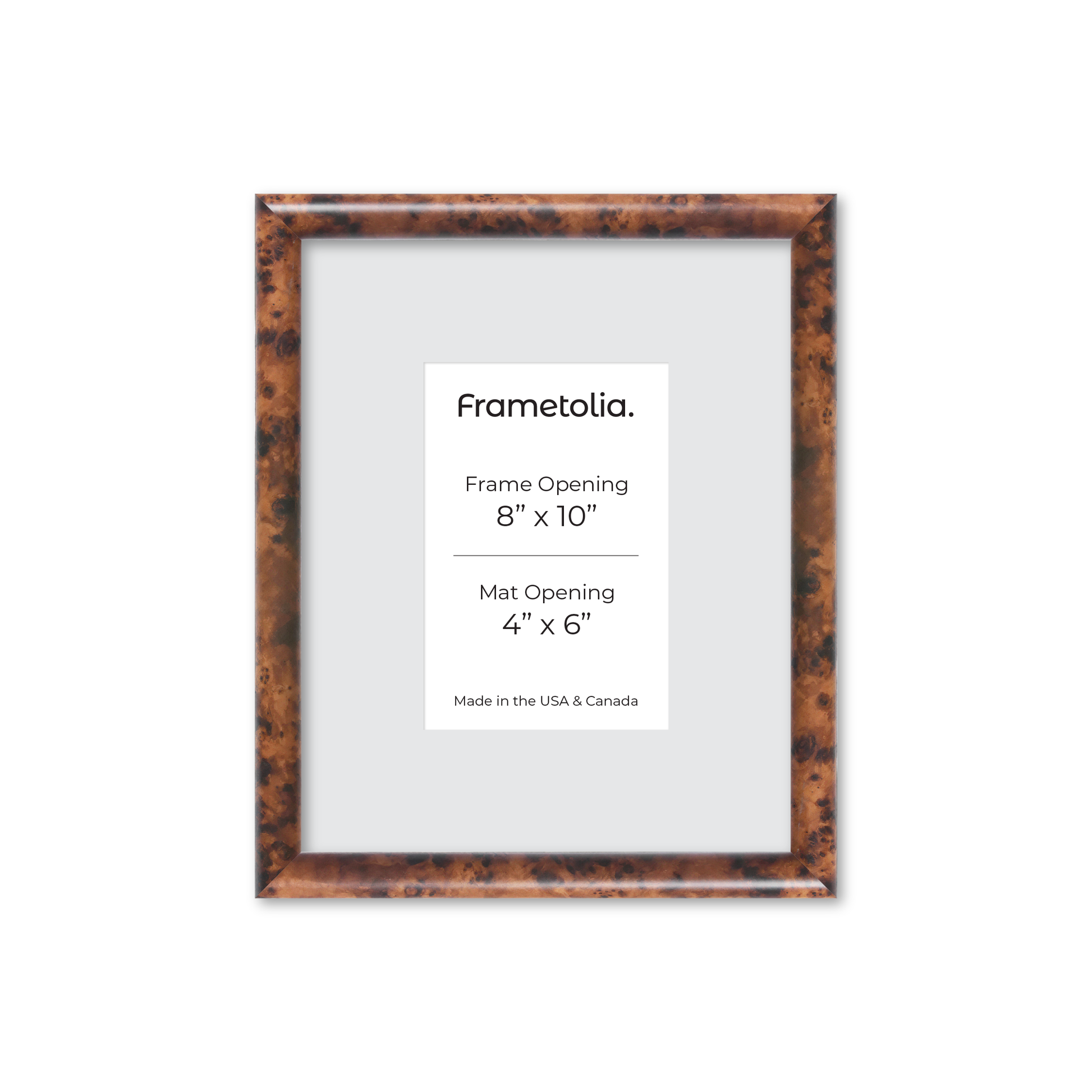 8" x 10" Amber Burlwood Milano Wall Frame