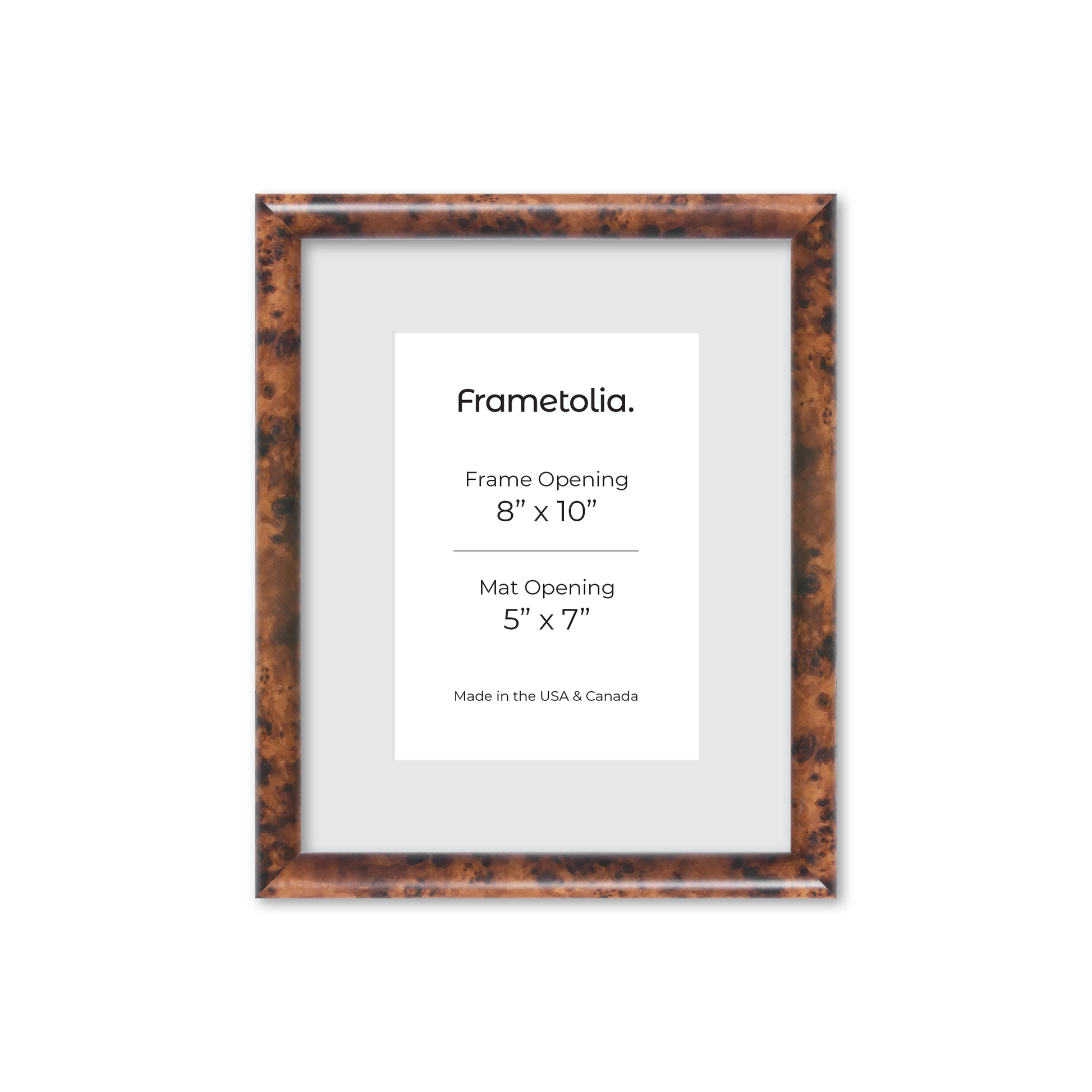 8" x 10" Amber Burlwood Milano Wall Frame