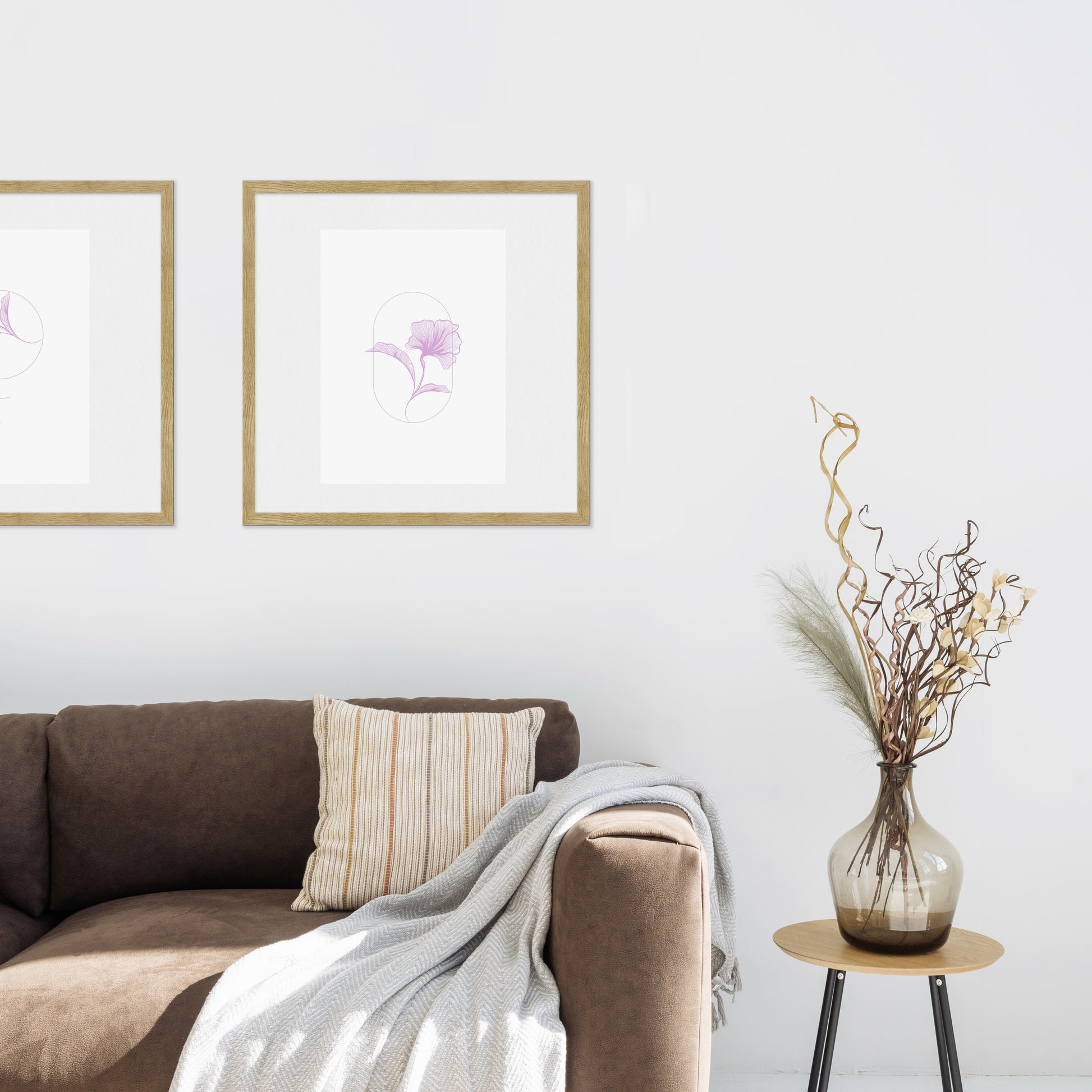 [LIFESTYLE],Natural Narrow Width Wall Frame in a room