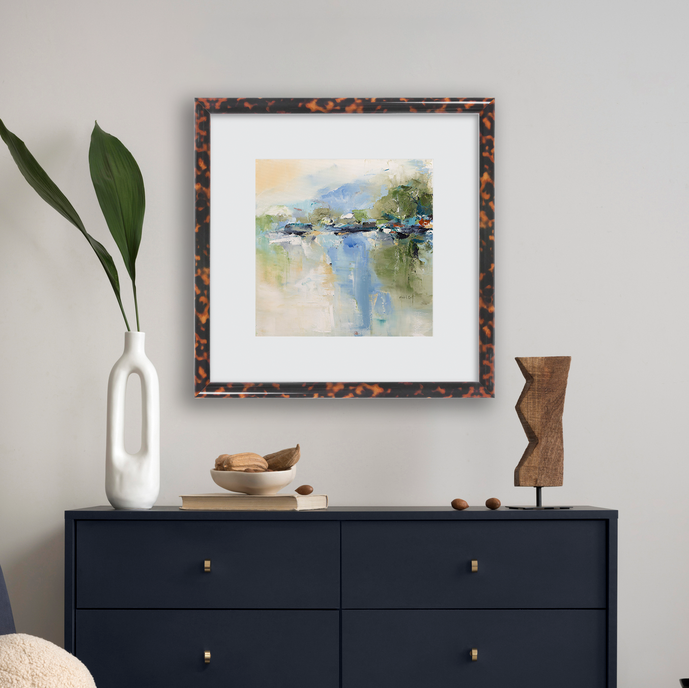 Tortoise Burlwood Milano Wall Frame Hanging on the wall