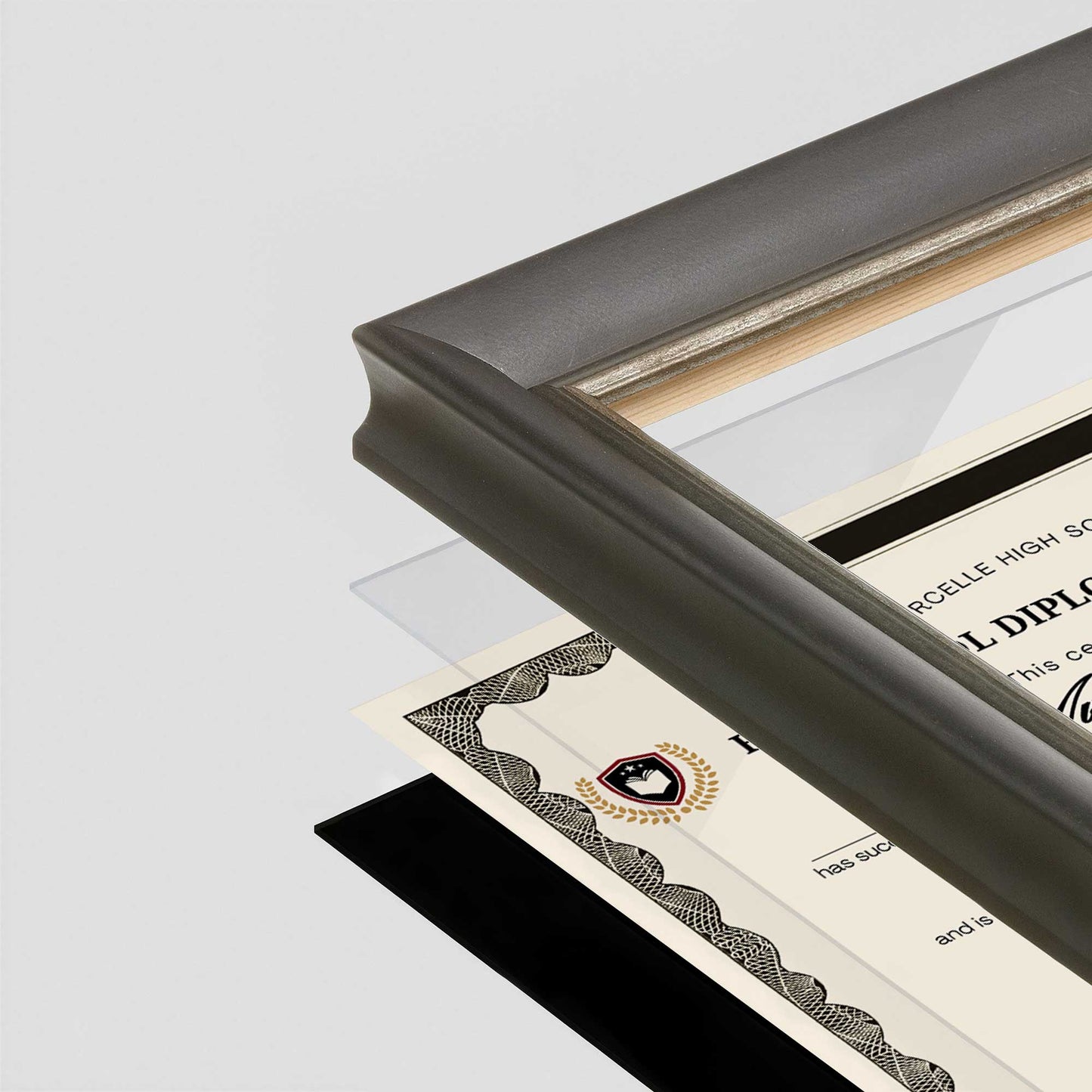 Black FAMILY Wall Frame corner Close up with layers broken out