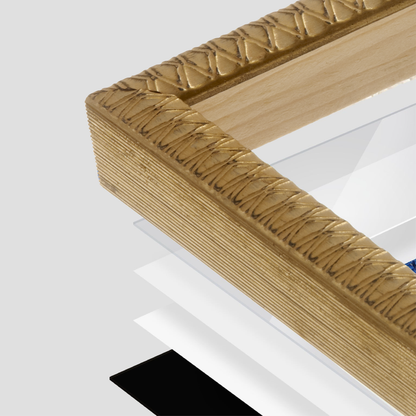 wall frame corner close up with layers broken out