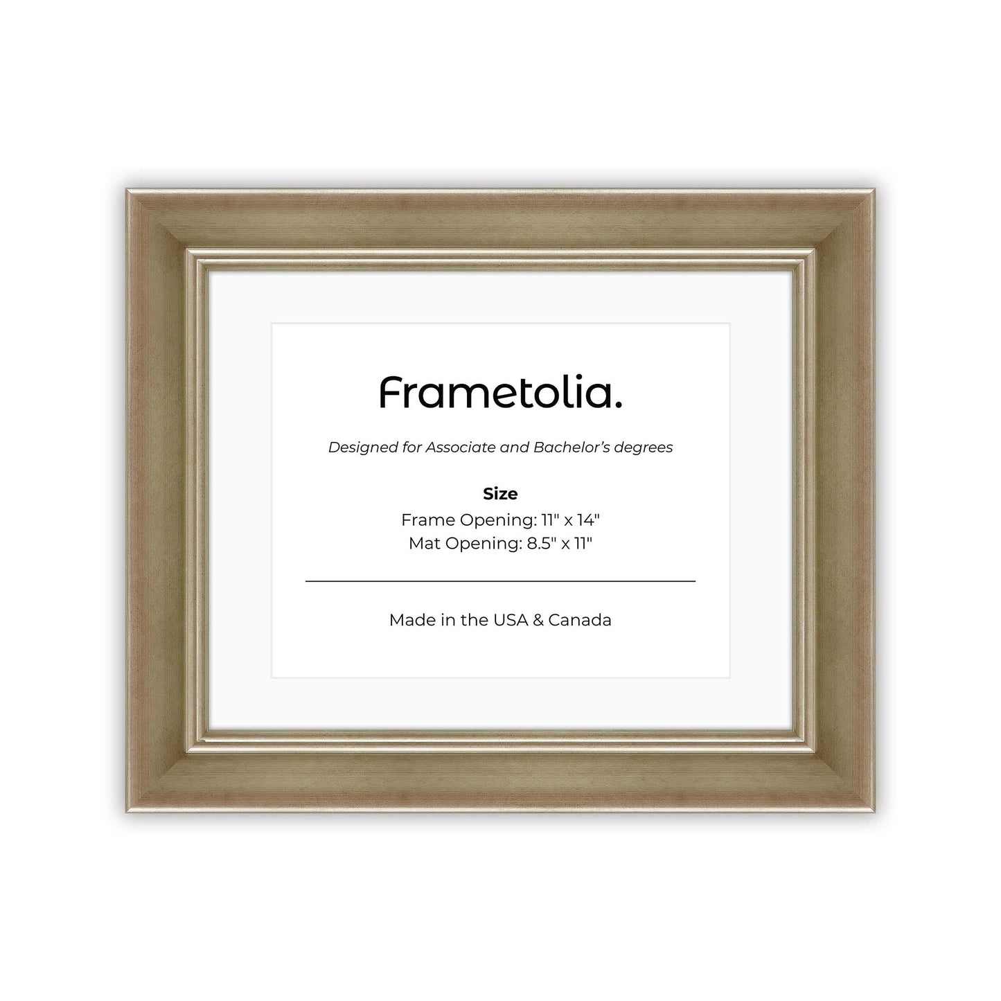 11" x 14" Gilded Silver FAMILY  Diploma Frame with mat -  8.5 x 11 opening