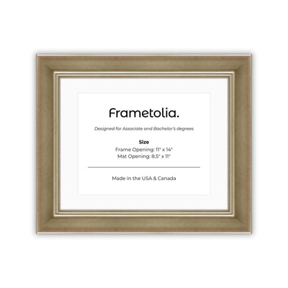 11" x 14" Gilded Silver FAMILY  Diploma Frame with mat -  8.5 x 11 opening