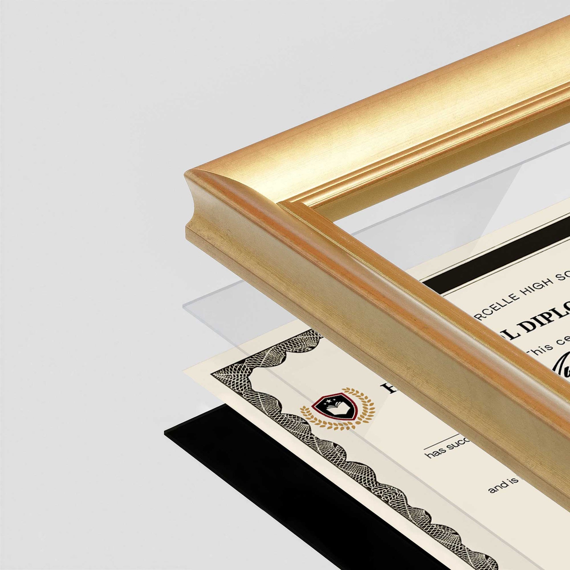 Gilded Gold FAMILY Wall Frame corner Close up with layers broken out