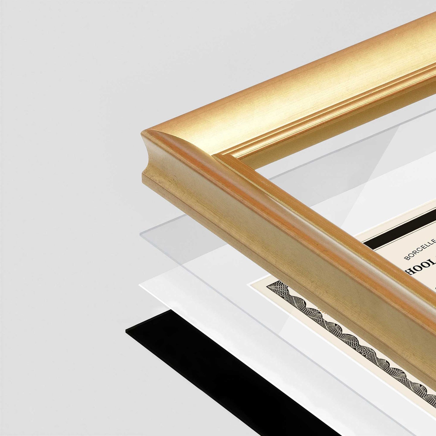 Gilded Gold FAMILY Wall Frame corner Close up with layers broken out
