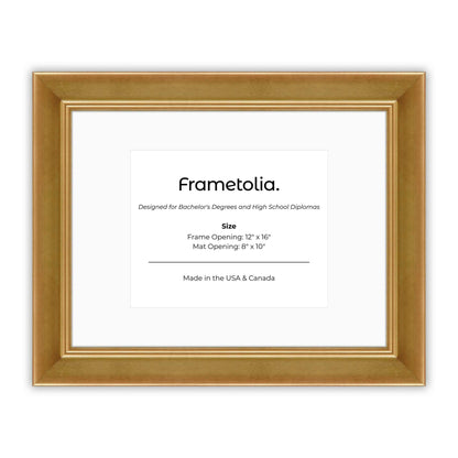 12" x 16" Gilded Gold FAMILY  Diploma Frame with Mat - 8 x 10 opening