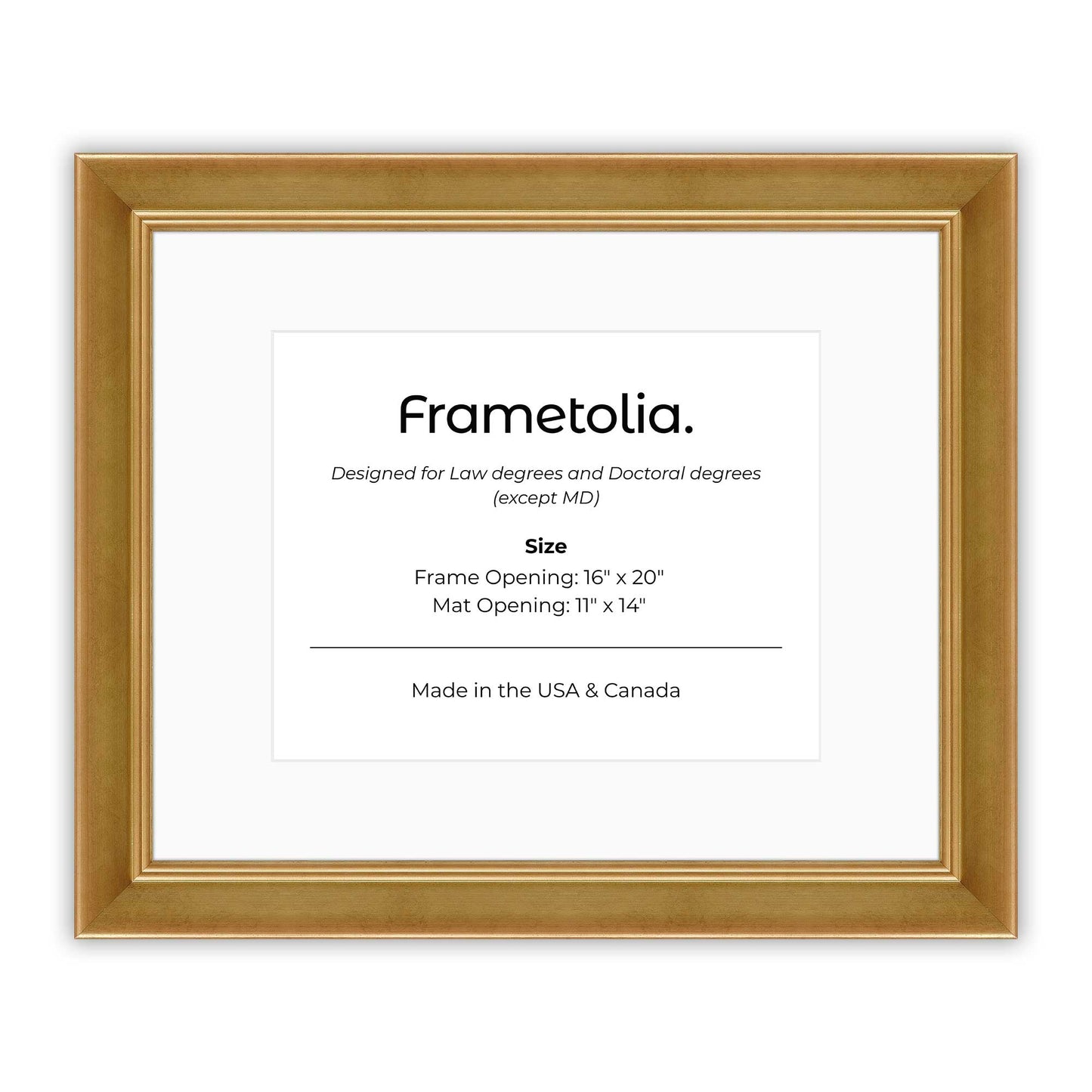 16" x 20" Gilded Gold FAMILY  Diploma Frame with Mat - 11 x 14 opening