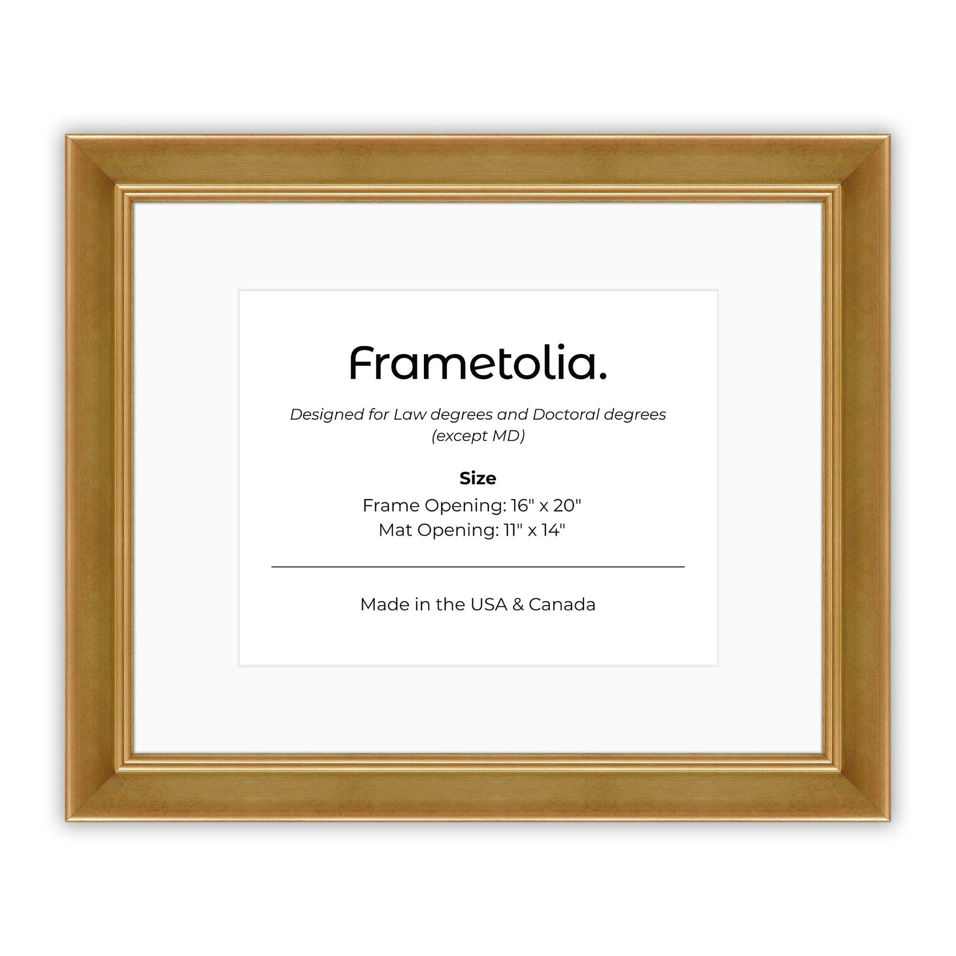 16" x 20" Gilded Gold FAMILY  Diploma Frame with Mat - 11 x 14 opening