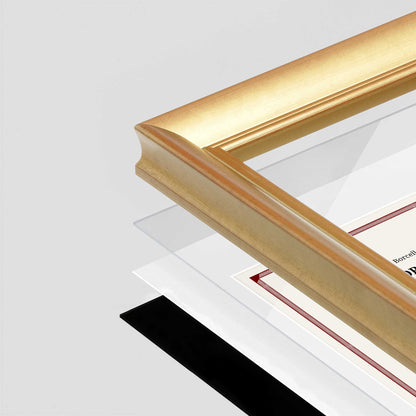 Gilded Gold FAMILY Wall Frame corner Close up with layers broken out