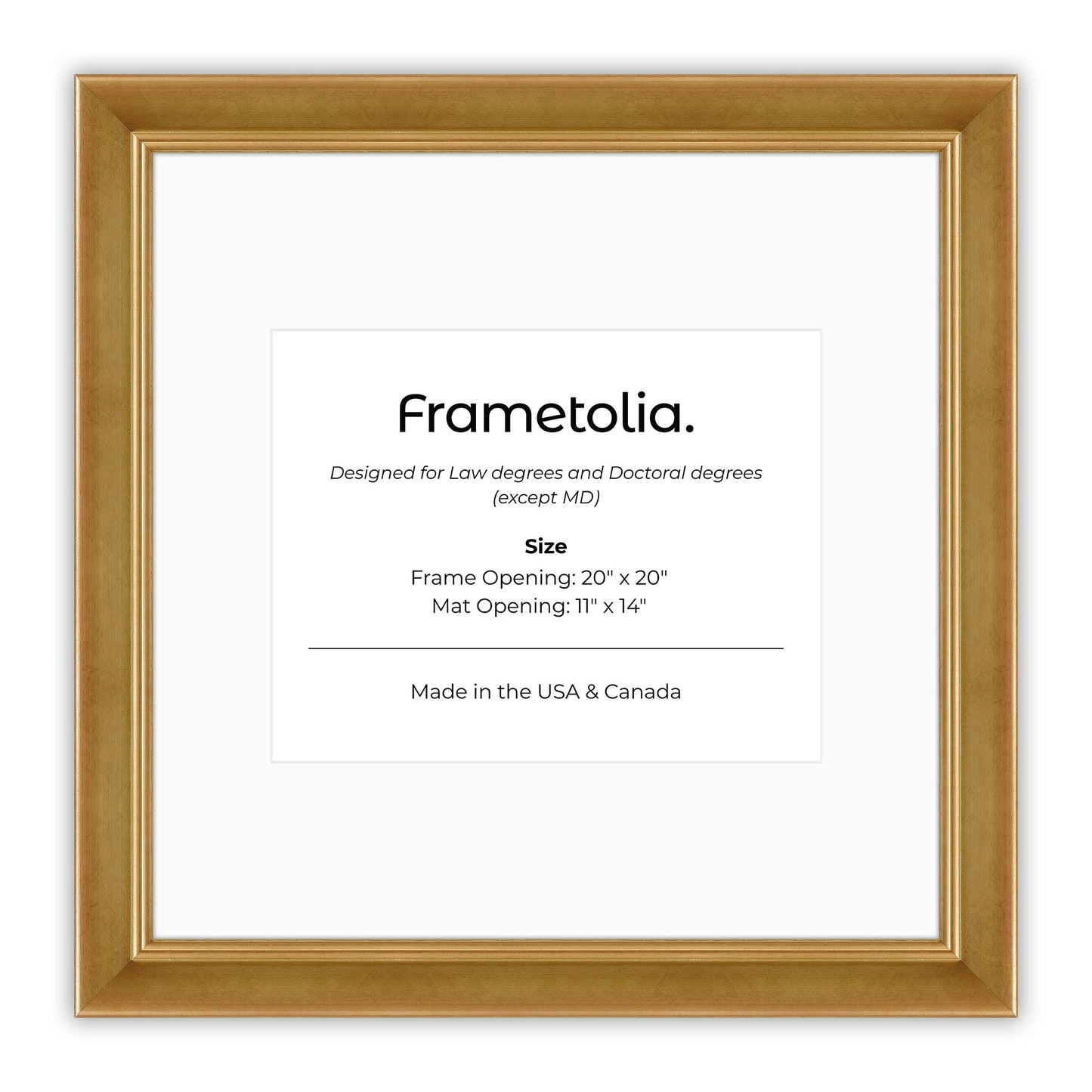 20" x 20" Gilded Gold FAMILY  Diploma Frame with Mat - 11 x 14 opening