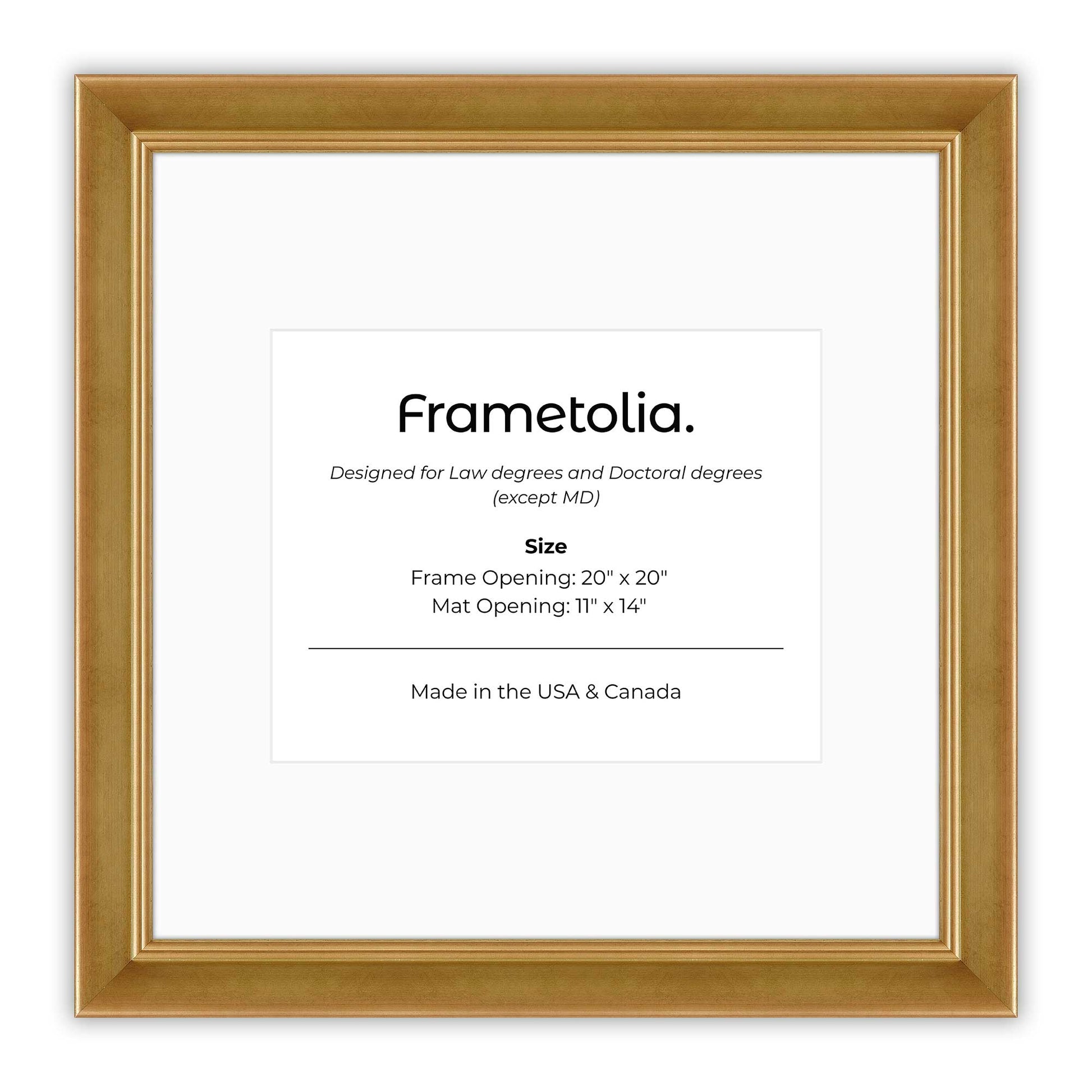 20" x 20" Gilded Gold FAMILY  Diploma Frame with Mat - 11 x 14 opening