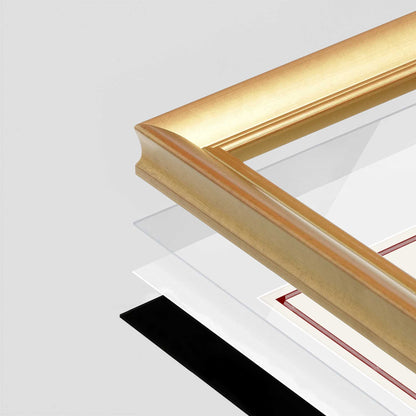 Gilded Gold FAMILY Wall Frame corner Close up with layers broken out