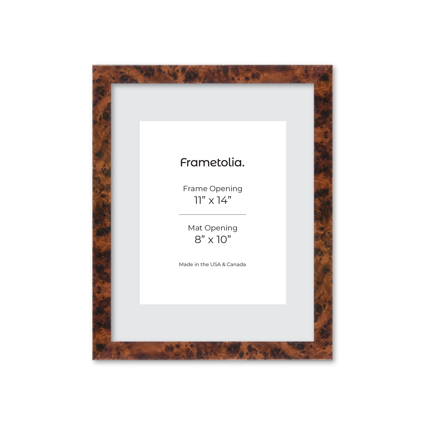 11" x 14" Amber Burlwood Lucca Wall Frame