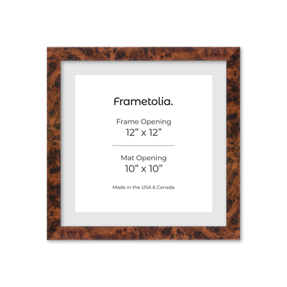 12" x 12" Amber Burlwood Lucca Wall Frame