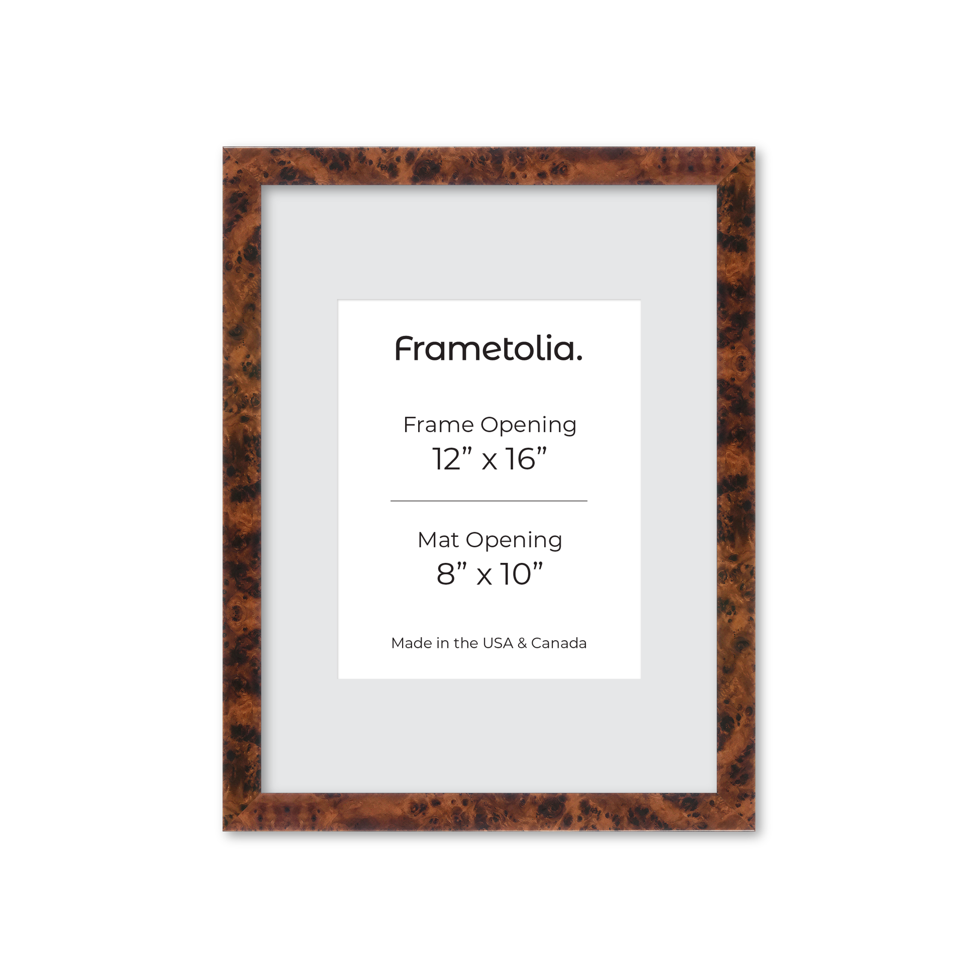 12" x 16" Amber Burlwood Lucca Wall Frame