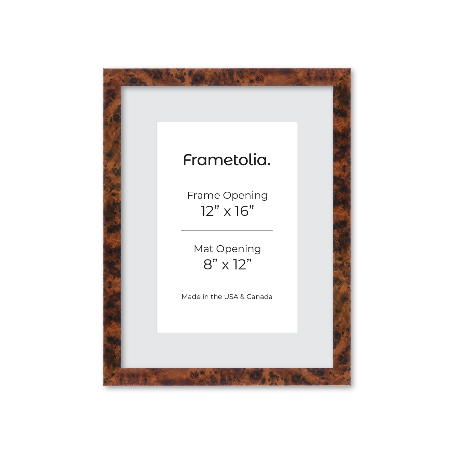 12" x 16" Amber Burlwood Lucca Wall Frame